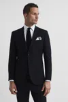 Reiss Slim Fit Prince Of Wales Check Wool Blazer In Black