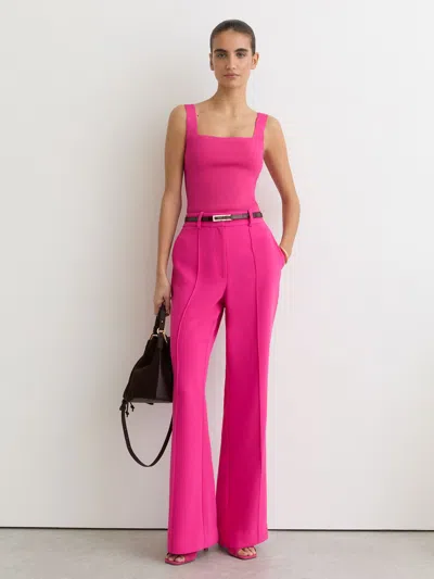 Reiss Hot Pink Square-neck Compact-knit Vest
