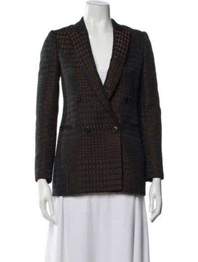 Pre-owned Reiss Houndstooth Print Blazer In Black