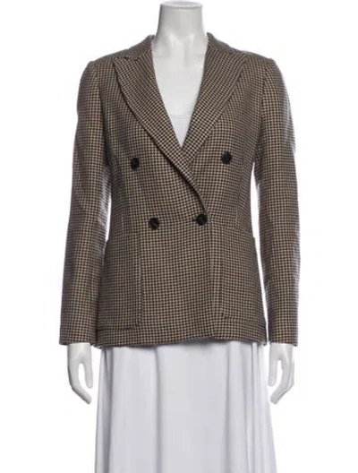 Pre-owned Reiss Houndstooth Print Blazer In Brown