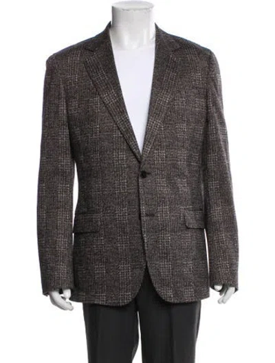 Pre-owned Reiss Houndstooth Print Blazer In Gray