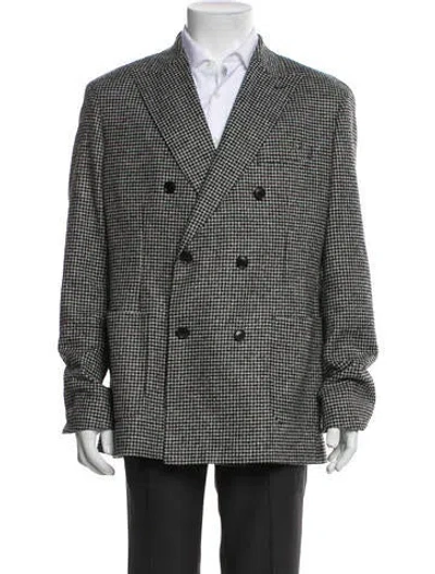 Pre-owned Reiss Houndstooth Print Blazer In Gray