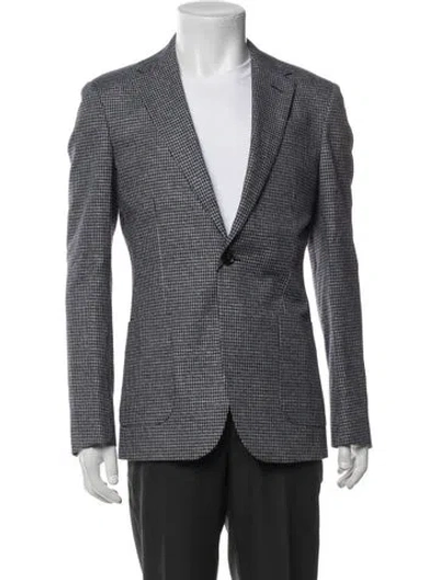 Pre-owned Reiss Houndstooth Print Blazer In Gray