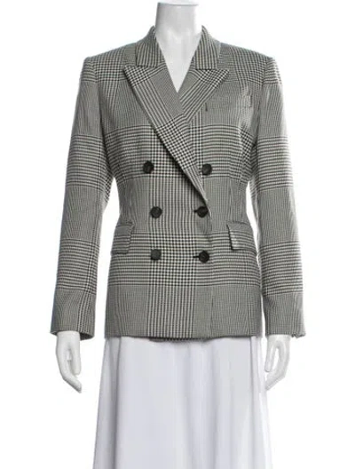 Pre-owned Reiss Houndstooth Print Blazer In Green