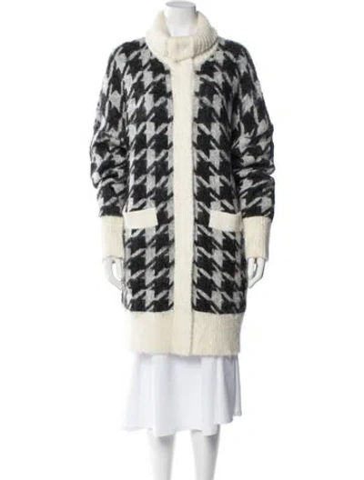 Pre-owned Reiss Houndstooth Print Mock Neck Sweater In Multi