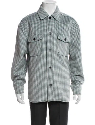 Pre-owned Reiss Houndstooth Print Peacoat In Blue