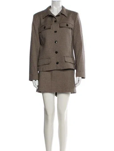 Pre-owned Reiss Houndstooth Print Skirt Set In Neutral