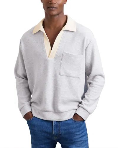 Reiss Hoyle Open Contrast Collar Polo Shirt In White