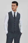 REISS HUMBLE - AIRFORCE BLUE SLIM FIT SINGLE BREASTED WOOL WAISTCOAT, 42