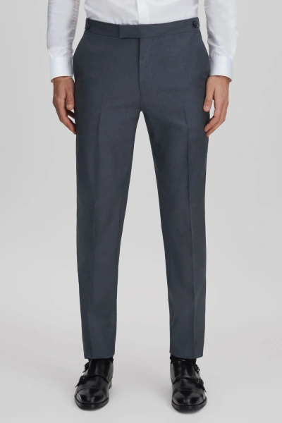 Reiss Humble - Airforce Blue Slim Fit Wool Side Adjuster Trousers, 36