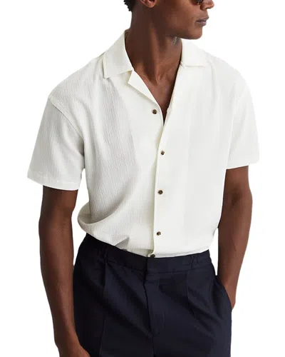 Reiss Hunt Textured Cuban Shirt Top In White