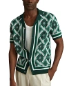Reiss Hyde Textured Printed Camp Shirt In Green Multi