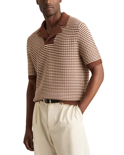 Reiss Icarus Textured Polo Shirt In Brown