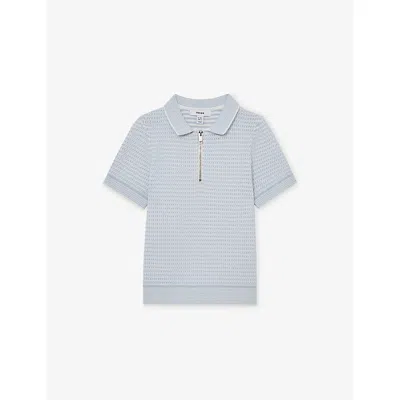 Reiss Kids' Ice Blue Brink Half-zip Knitted Polo Shirt 9