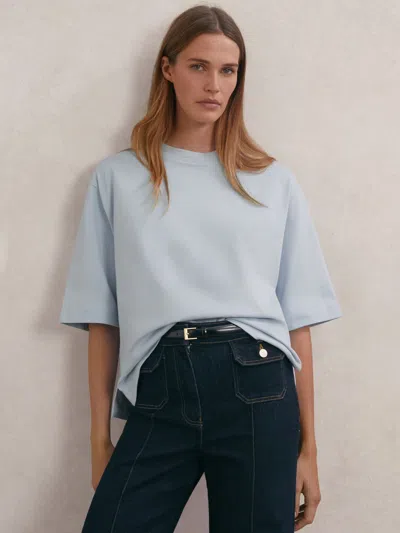 Reiss Ice Blue Cotton Ribbed-neck Oversized T-shirt In Multi