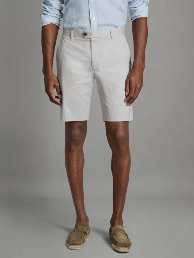 Reiss Ice Grey Modern Fit Cotton Blend Chino Shorts In Neutral