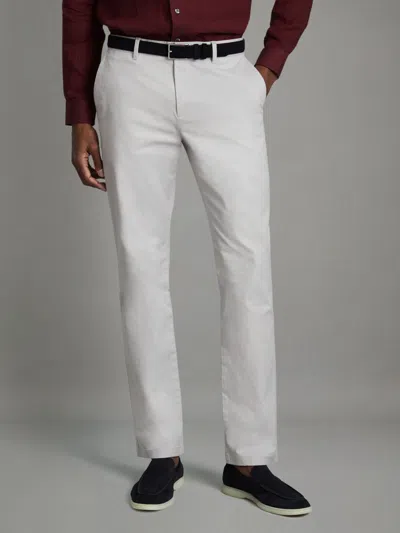 Reiss Ice Grey Slim Fit Washed Cotton Blend Chinos