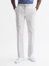 Reiss Ice Grey Technical Drawstring Slim Fit Trousers In Gray
