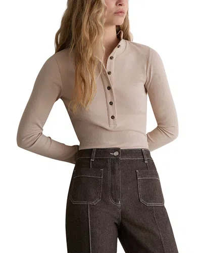 Reiss Ida Cotton Stretch Ribbed Top In Neutral