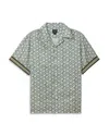 Reiss Men's Cream & Green Print Cuff-detail Cuban Collar Shirt In Ivory/sage