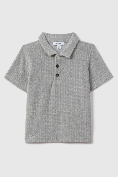 Reiss Kids' Iggy - Soft Grey Towelling Polo Shirt, Uk 13-14 Yrs