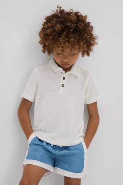 Reiss Iggy - White Junior Towelling Polo Shirt, Age 3-4 Years