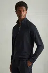 Reiss Navy Textured Half-zip Funnel-neck Sweatshirt In Navy