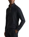 Reiss Navy Textured Half-zip Funnel-neck Sweatshirt In Navy