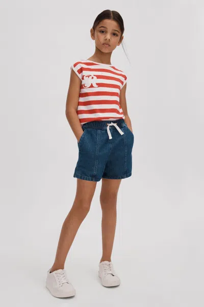 Reiss Kids' Imogen - Red Junior Cotton Striped Sleeveless Vest, 6 - 7 Years
