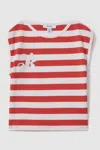 Reiss Imogen - Red Teen Cotton Striped Sleeveless Vest, Uk 13-14 Yrs