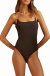 Reiss Chocolate Chain Detail Underwired Swimsuit In Chocolate