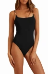 Reiss Black Hardware-strap Cut-out Swimsuit In Black