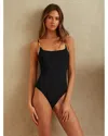 Reiss Black Hardware-strap Cut-out Swimsuit In Black