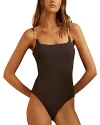 Reiss Imogen Trim Swimsuit In Chocolate