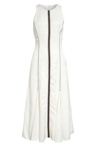 Reiss Inaya Contrast Stitch Sleeveless Maxi Dress In Ivory/black