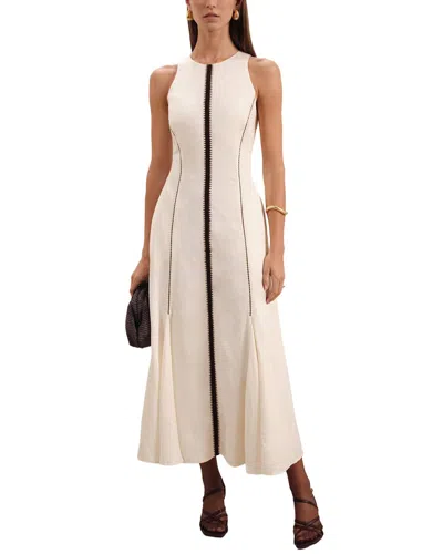 Reiss Inaya Craft Stitched Linen-blend Dress In Neutral