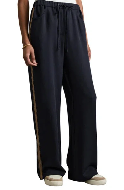 Reiss Inaya Drawstring Straight Leg Pants In Black