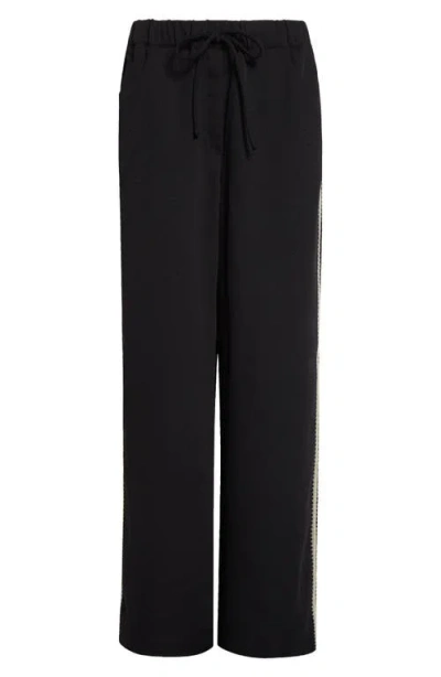 Reiss Inaya Drawstring Straight Leg Pants In Black