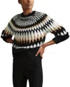 Reiss Indi Bold Fuzzy Fair Isle Jumper In Black/camel