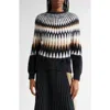 Reiss Black/camel Indi Fuzzy Fairisle Pattern Crew Neck Jumper In Black/camel
