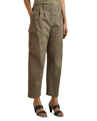 Reiss Indie Stretch Twill Ankle Cargo Pants In Khaki