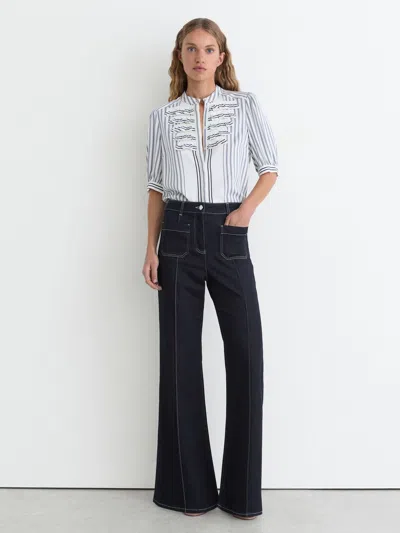 Reiss Indigo Blue Patch-pocket Flared Jeans In Black