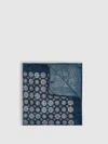 Reiss Indigo Melange Silk Medallion Print Pocket Square In Blue