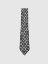 Reiss Indigo Melange Silk Medallion Print Tie