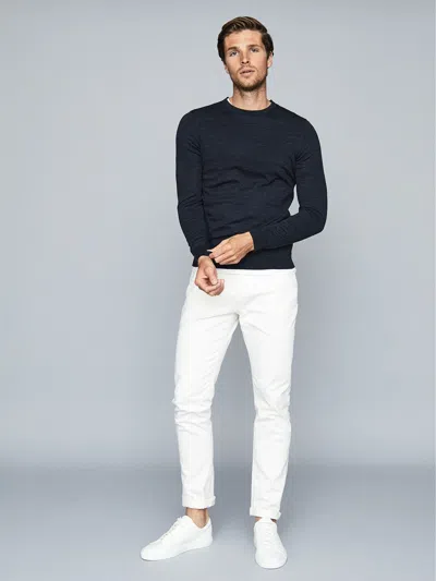 Reiss Indigo Mouline Merino Wool Jumper In Blue