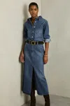 Reiss Indigo Petite Denim Button-through Midi Dress