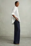 Reiss Indigo Petite Double Pleat Wide Leg Jeans