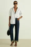 Reiss Indigo Slim-leg Metallic-thread Turn-up Jeans In Indigo