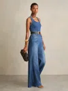 Reiss Indigo Wide-leg Racer-back Denim Jumpsuit