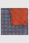 Reiss Indigo/rust Lerici Reversible Silk Pocket Square In Indigo/rust